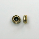 Metalized Plastic Bead - Ribbed Round Spacer 08MM ANT GOLD