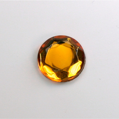 Glass Flat Back Rose Cut Fancy Foiled Stone - Round 15MM TOPAZ