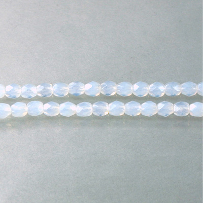 Czech Glass Fire Polish Bead - Round 04MM WHITE OPAL