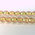 Czech Glass Fire Polish Bead - Round 08MM ROSE GREEN LINE