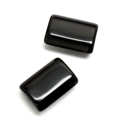 Plastic Bead - Opaque Color Smooth Flat Rectangle 21x14MM JET
