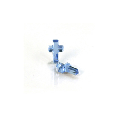 German Glass Flat Back Foiled Mirror - Cross 10x6MM LT SAPPHIRE
