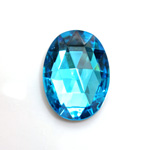 Glass Flat Back Foiled Rauten Rose - Oval 25x18MM AQUA