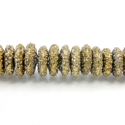 Glass Lampwork Bead - Rondelle Spacer Textured 14x5MM MOLTEN GOLD COATED