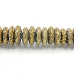 Glass Lampwork Bead - Rondelle Spacer Textured 14x5MM MOLTEN GOLD COATED