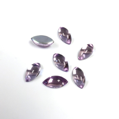 Plastic Flat Back Foiled Cabochon - Navette 10x5MM LT AMETHYST