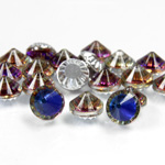 German Glass Flat Back Roulette Coated - Round 08MM HELIOTROPE