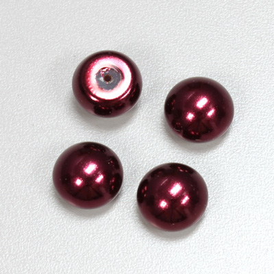 Glass High Dome Cabochon Pearl Dipped - Round 14MM GARNET