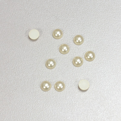 Plastic Medium Dome Pearl Cabochon - Round 05MM CREME