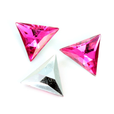 Plastic Point Back Foiled Stone - Triangle 20x20MM ROSE