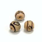 Indian Glass Lampwork Bead - Smooth Round 13MM MATTE LT BEIGE