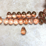 Czech Pressed Glass Pendant - Smooth Drop 9x6MM LUMI COATED ROSE