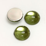 Plastic Flat Back Foiled Cabochon - Round 15MM OLIVINE