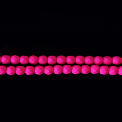 Czech Glass Fire Polish Bead - Round 04MM COATED NEON PINK