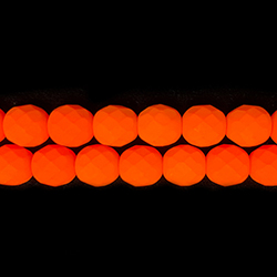 Czech Glass Fire Polish Bead - Round 08MM COATED NEON ORANGE