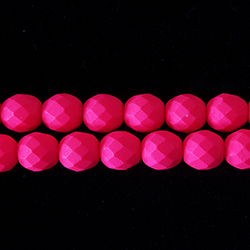 Czech Glass Fire Polish Bead - Round 08MM COATED NEON PINK
