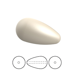 Preciosa Crystal Nacre Pearl Bead - Pear 15x8MM CREAM