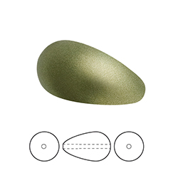 Preciosa Crystal Nacre Pearl Bead - Pear 15x8MM DARK GREEN
