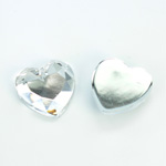 Plastic Flat Back Foiled Rose Cut Rhinestone - Heart 18.5MM CRYSTAL