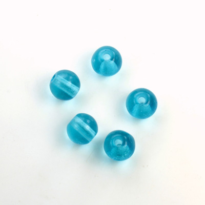 Czech Pressed Glass Large Hole Bead - Round 08MM AQUA