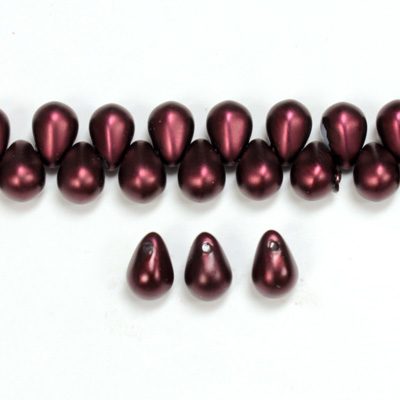 Glass Pendant Pearl Drop 8x6MM MATTE GARNET
