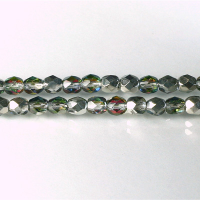 Czech Glass Fire Polish Bead - Round 05MM 1/2 Coated VITRAIL MEDIUM