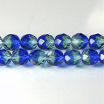 Czech Glass Fire Polish Bead - Round 08MM SAPPH/EMER