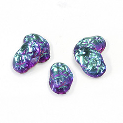 Glass Cabochon - Shell 13x8MM VITRAIL GREEN  Foiled