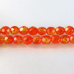 Czech Glass Fire Polish Bead - Round 06MM CRASHED ORANGE-YELLOW