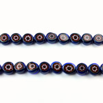 Glass Millefiori Bead - Flat Round 06x3MM BLUE WHITE RED (27)