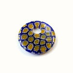 Glass Millefiori Pendant - Round Hoop 26MM BLUE YELLOW (25)