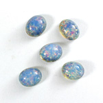 Glass Medium Dome Lampwork Cabochon - Oval 10x8MM BLUE OPAL (04531)