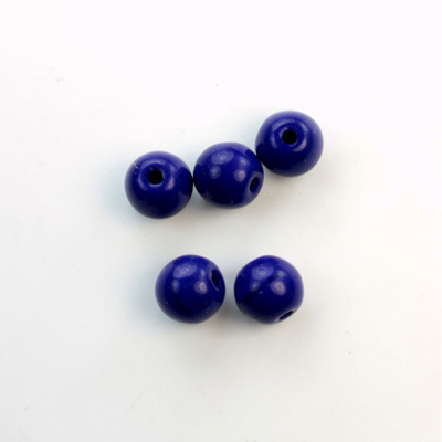 Czech Pressed Glass Large Hole Bead - Round 08MM DARK BLUE