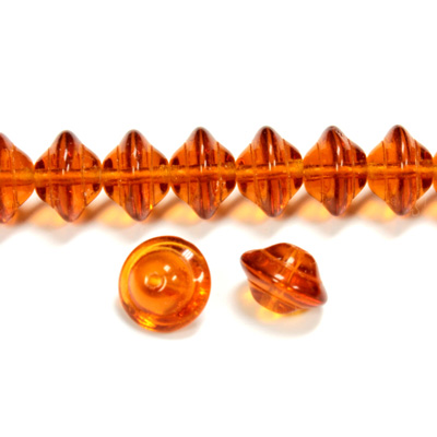Czech Pressed Glass Bead - Saturn 08x10MM MADEIRA TOPAZ