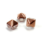 Preciosa Czech Pressed Glass 2-Hole Bead - Pyramid Studs 08x8MM CRYSTAL COPPER