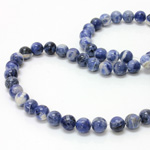 Gemstone Bead - Smooth Round 2.5MM Diameter Hole 08MM BLUE SODALITE