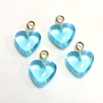 Plastic Pendant - Puff Heart with Brass Loop 11MM AQUA