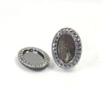 Glass Flat Back Engraved Setting - Oval 18x13MM with 12x8MM Recess MARCASITE on JET