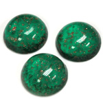 Glass Medium Dome Lampwork Cabochon - Round 18MM GOLD FLECK EMERALD (05053)