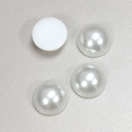 Plastic Medium Dome Pearl Cabochon - Round 15MM WHITE