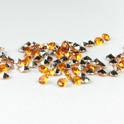 Plastic Point Back Foiled Chaton - Round 2MM TOPAZ