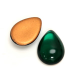 Glass Medium Dome Foiled Cabochon - Pear 25x18MM EMERALD