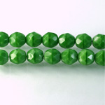 Czech Glass Fire Polish Bead - Round 08MM MOONSTONE GREEN