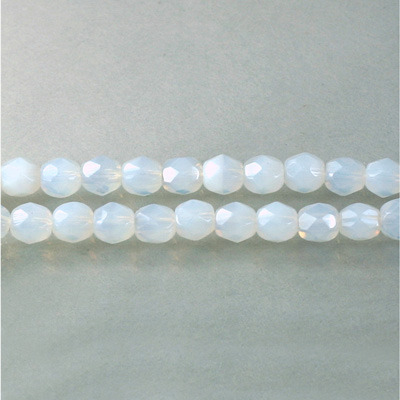 Czech Glass Fire Polish Bead - Round 05MM WHITE OPAL