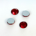 Plastic Flat Back Foiled Rose Cut Rhinestone - Round 11MM RUBY