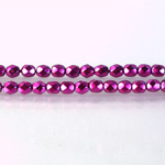 Czech Glass Pearl Faceted Fire Polish Bead - Round 04MM HOT PINK ON BLACK 72195