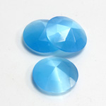 Fiber-Optic Flat Back Cabochon - Rauten Rose Round 18MM CAT'S EYE AQUA