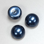 Glass High Dome Cabochon Pearl Dipped - Round 18MM NAVY