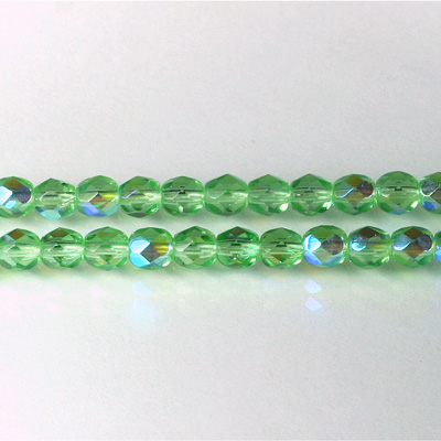 Czech Glass Fire Polish Bead - Round 05MM PERIDOT AB