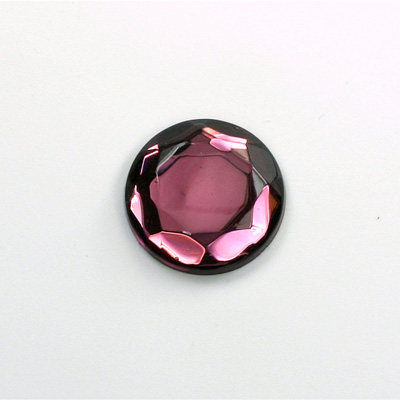 Glass Flat Back Rose Cut Fancy Foiled Stone - Round 15MM AMETHYST